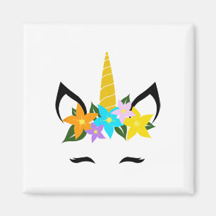 Unicorn Face Eyelashes Lächeln Niedliche Blume Wre Magnet