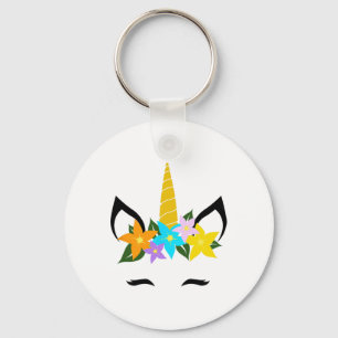 Unicorn Face Eyelashes Lächeln Niedliche Blume Wre Schlüsselanhänger