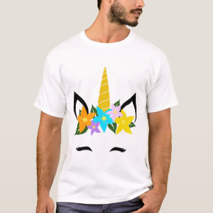Unicorn Face Eyelashes Lächeln Niedliche Blume Wre T-Shirt