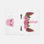 Unicorn Face Eyelashes Smile Blume Wreath Hallowe Fleecedecke (Vorderseite (Horizontal))