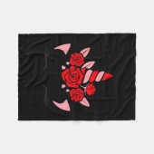 Unicorn Face Eyelashes Smile Flowers St. Valentine Fleecedecke (Vorderseite (Horizontal))