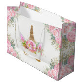 Unicorn Face Girl Baby Shower Große Geschenktüte (Vorderseite Schrägansicht)