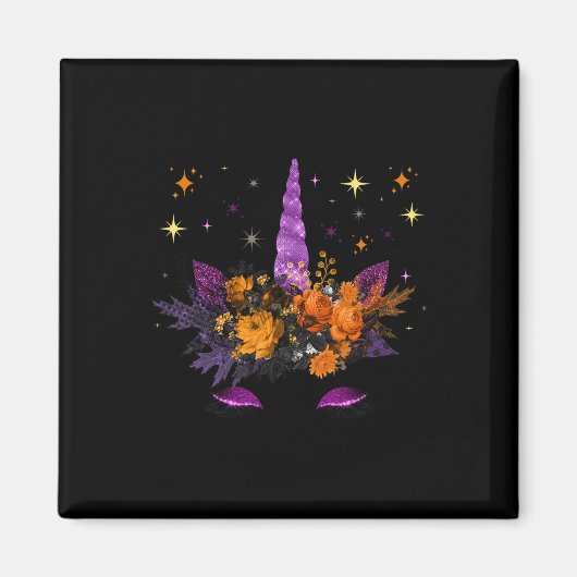 Unicorn Face Halloween Kostüm Erntedank Fall W Magnet (Vorne)