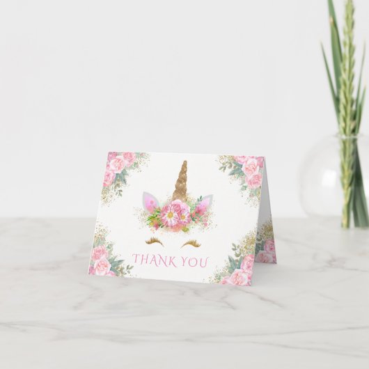 Unicorn Face Happy Unicorn Danke Karten (Vorderseite)