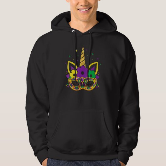 Unicorn Face Jester Mask Mardi Gras Carnival Girl Hoodie (Vorderseite)