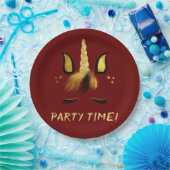 Unicorn Face on Red Pappteller (Party)