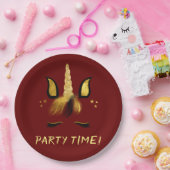 Unicorn Face on Red Pappteller (Party)