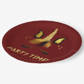 Unicorn Face on Red Pappteller (Schrägansicht)