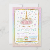 Unicorn Face Pearl Unicorn Kinderdusche Einladunge Einladung (Vorderseite)