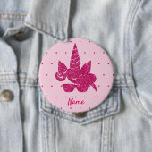 Unicorn Face Pink Glitzer Girly Kids Button (Beispiel)