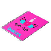 Unicorn Face Pink und Aqua| Individuelle Name Notizblock (Linke Seite)
