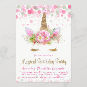 Unicorn Face Unicorn Geburtstagsparty Einladungen