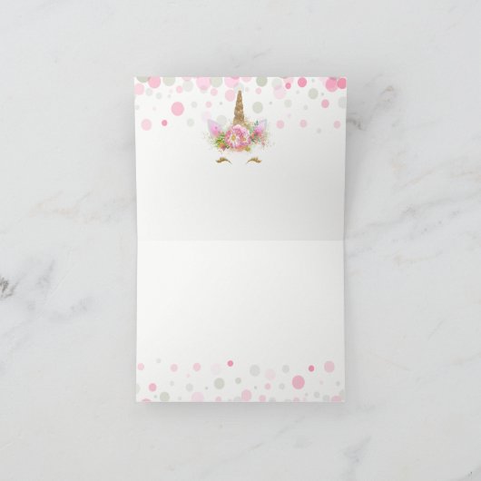 Unicorn Face Vielen Dank Karten (Innenseite)