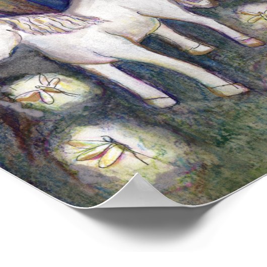 Unicorn Fairies Bezauberndes Waldposter Kunst druc Poster (Ecke)