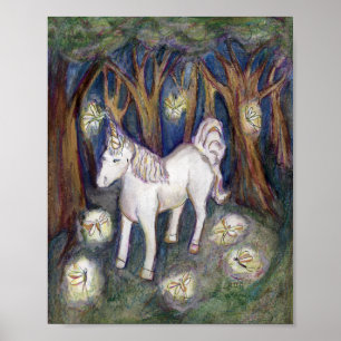 Unicorn Fairies Bezauberndes Waldposter Kunst druc Poster