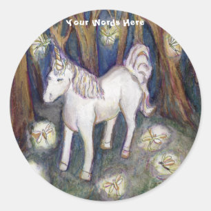 Unicorn & Fairies Forest Art Custom Deckleser Runder Aufkleber