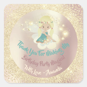 Unicorn Fairness Dank für Glitzer Aquamarin Gold P Quadratischer Aufkleber