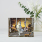 Unicorn Fairy Fantasy Deer Landschaft Postkarte (Stehend Vorderseite)