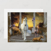 Unicorn Fairy Fantasy Deer Landschaft Postkarte (Vorne/Hinten)
