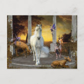 Unicorn Fairy Fantasy Deer Landschaft Postkarte (Vorderseite)