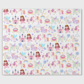 Unicorn Fairy Princess Birthday Geschenkpapier (Flach)