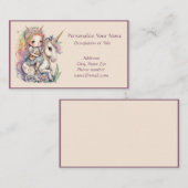 Unicorn Fairy Princess Fantasy Magical Personalize Visitenkarte (Vorne/Hinten)