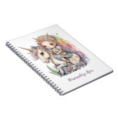 Unicorn Fairy Princess Rainbow Colors Personalisie Notizblock (Rechte Seite)