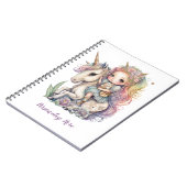 Unicorn Fairy Princess Rainbow Colors Personalisie Notizblock (Linke Seite)