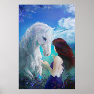 Unicorn Fairy Tale Fantasy Kunst, Dichtung und Mus Poster