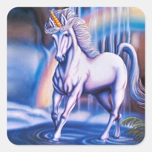 Unicorn Falls Quadratischer Aufkleber (Vorderseite)