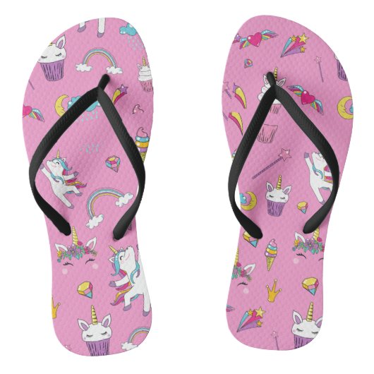 Unicorn Fan Club Muster Rosa Badesandalen (Fußbett)