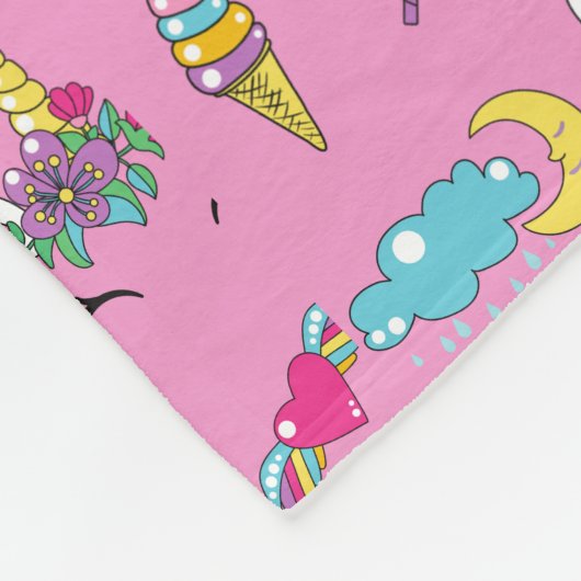 Unicorn Fan Club Muster Rosa Fleecedecke (Ecke)