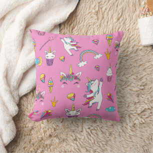 Unicorn Fan Club Muster Rosa Kissen