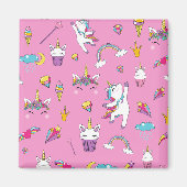 Unicorn Fan Club Muster Rosa Magnet (Vorne)