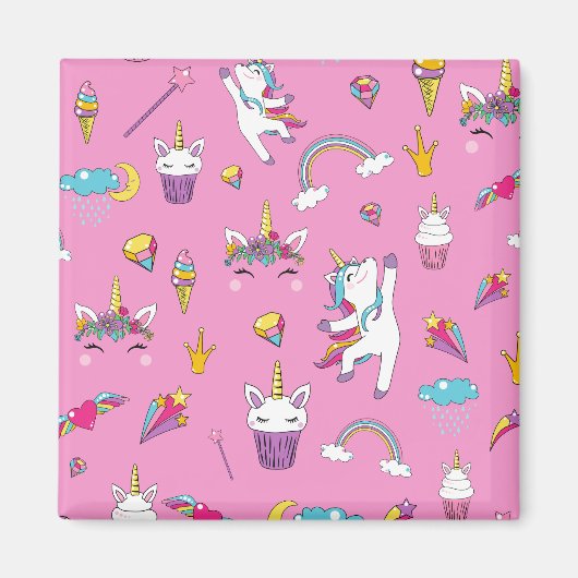 Unicorn Fan Club Muster Rosa Magnet (Vorne)