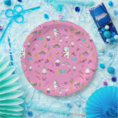 Unicorn Fan Club Muster Rosa Pappteller (Party)