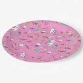 Unicorn Fan Club Muster Rosa Pappteller (Schrägansicht)