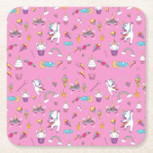 Unicorn Fan Club Muster Rosa Rechteckiger Pappuntersetzer (Vorderseite)