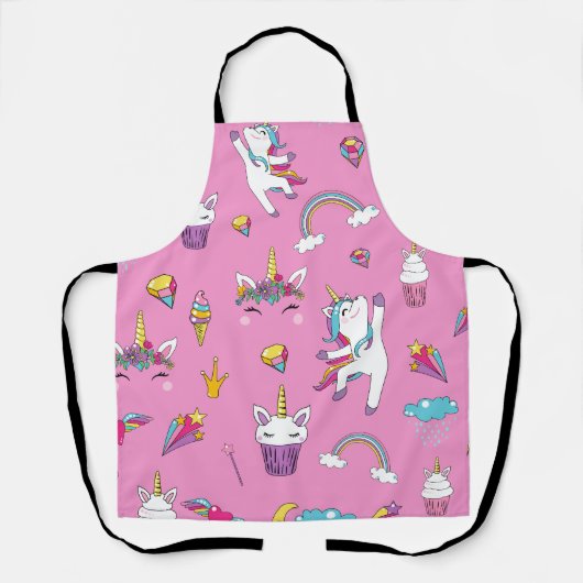 Unicorn Fan Club Muster Rosa Schürze (Vorderseite)
