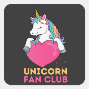 Unicorn Fan Club Quadratischer Aufkleber