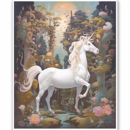 Unicorn Fantasy Art Aufkleber (Vorderseite)