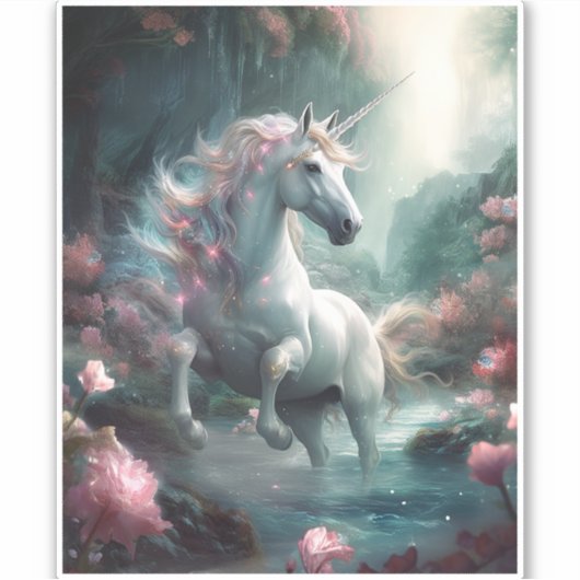 Unicorn Fantasy Art Aufkleber (Vorderseite)