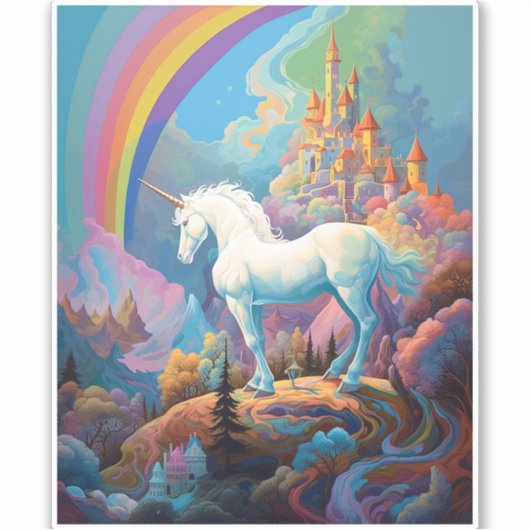 Unicorn Fantasy Art Aufkleber (Vorderseite)