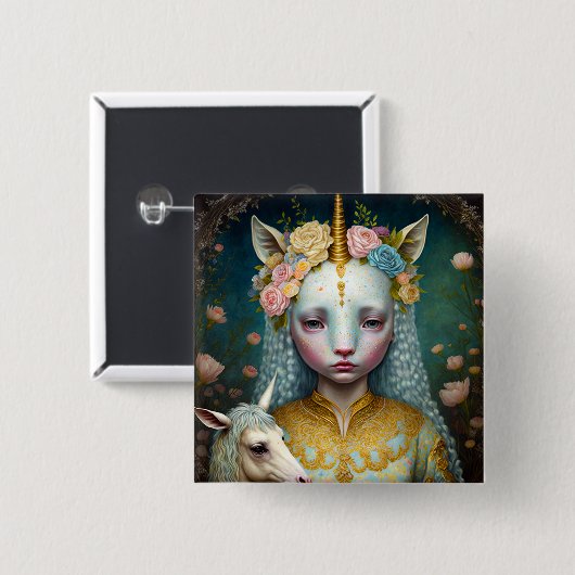 Unicorn Fantasy Art Button (Vorne & Hinten)