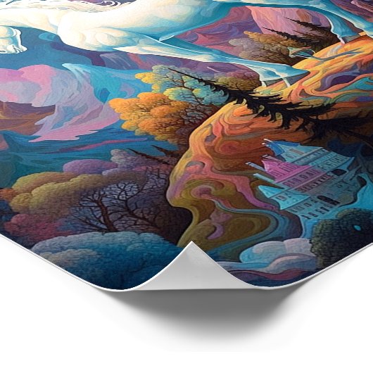 Unicorn Fantasy Art Poster (Ecke)