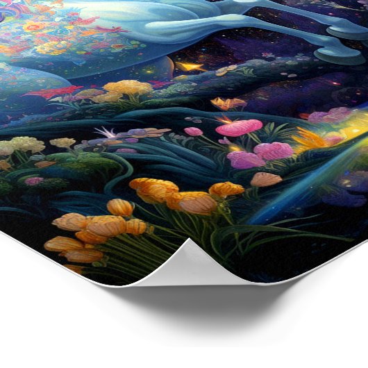 Unicorn Fantasy Art Poster (Ecke)