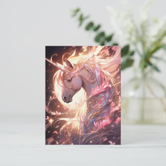 Unicorn Fantasy Art Postkarte (Stehend Vorderseite)
