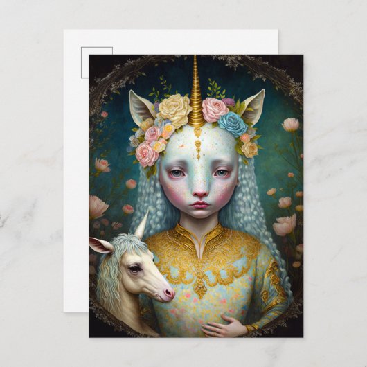 Unicorn Fantasy Art Postkarte (Vorne/Hinten)