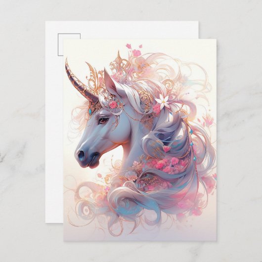 Unicorn Fantasy Art Postkarte (Vorne/Hinten)