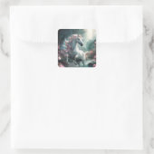 Unicorn Fantasy Art Quadratischer Aufkleber (Tasche)